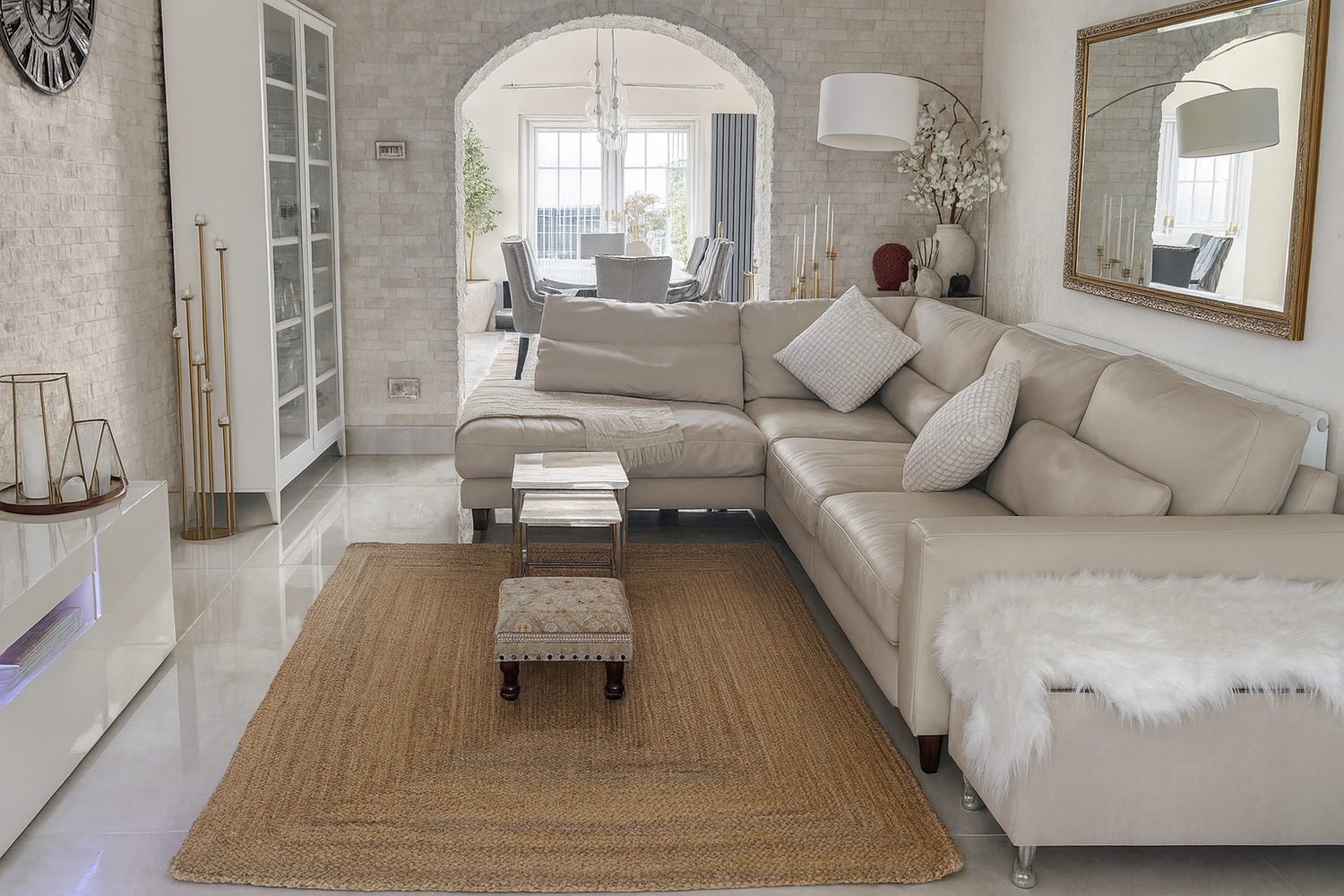 Golden Braided Jute Rugs Rectangular