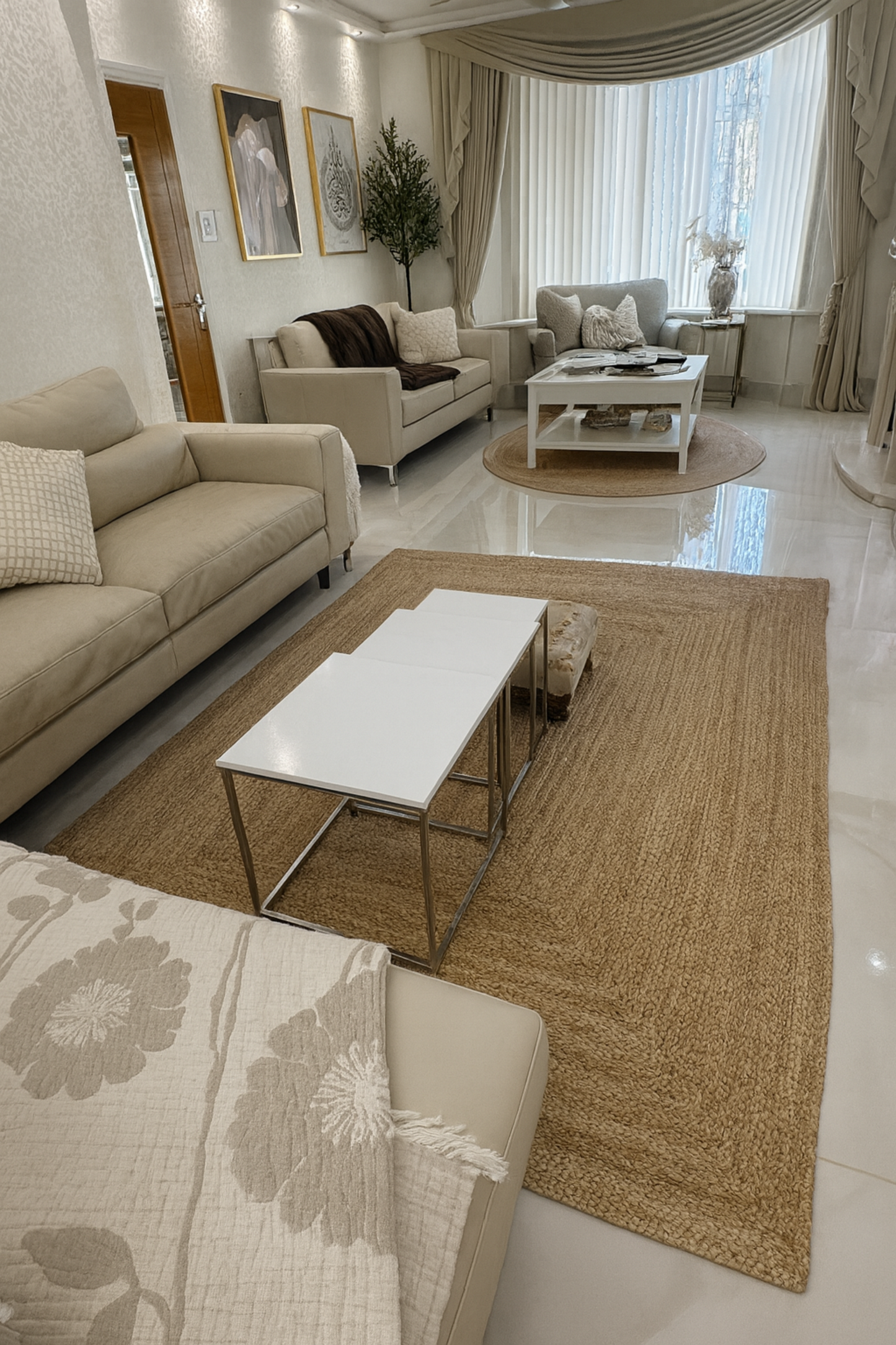 Golden Braided Jute Rug 170 x 240 cm