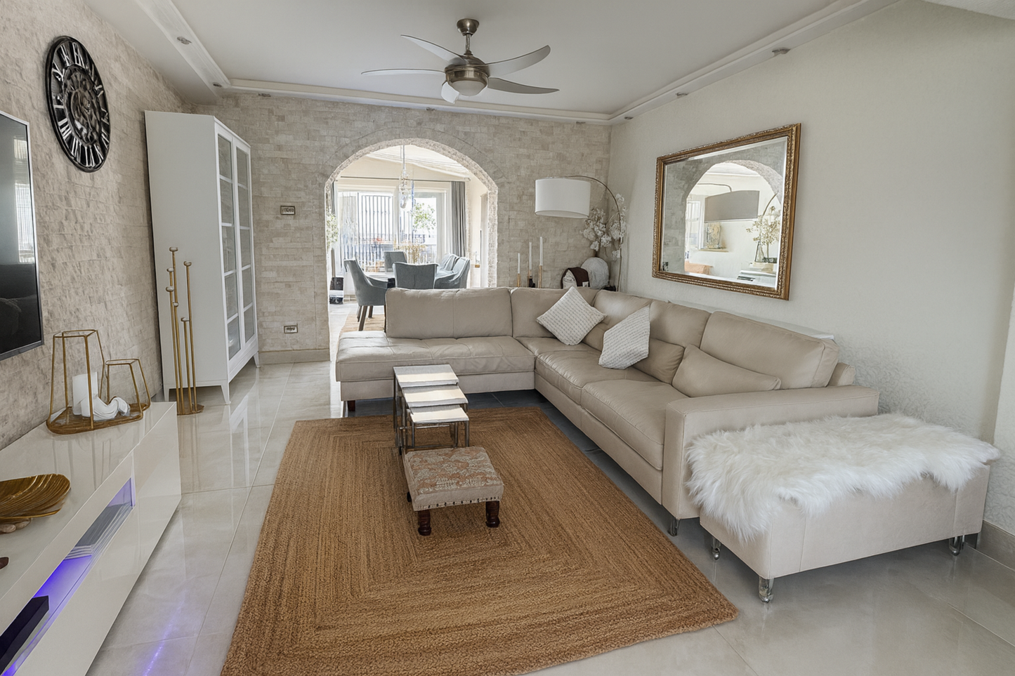 Golden Braided Jute Rug 200 x 300 cm