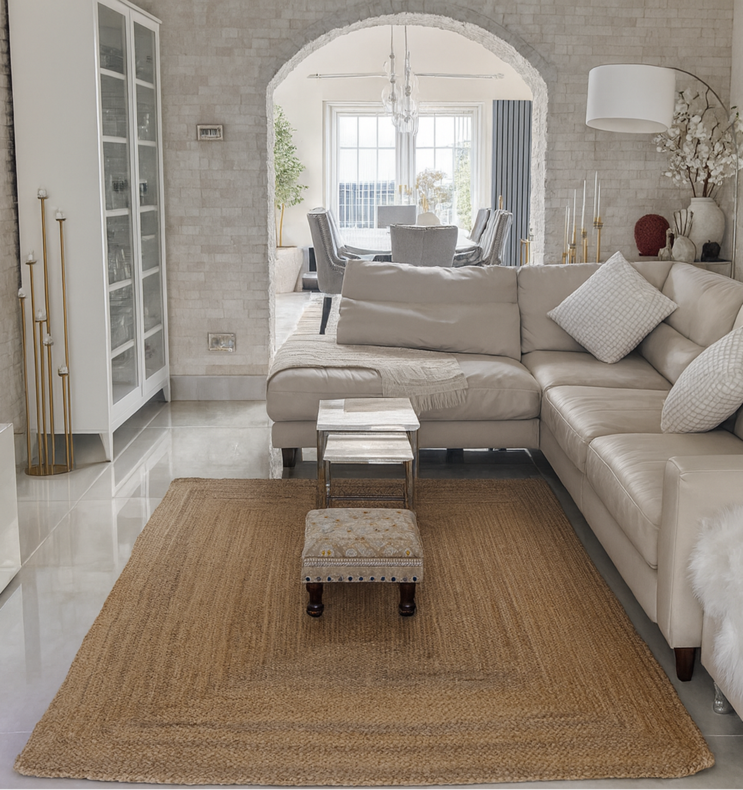 Golden Braided Jute Rug 200 x 300 cm