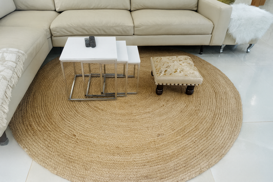 Golden Braided Round Jute Rug 200cm