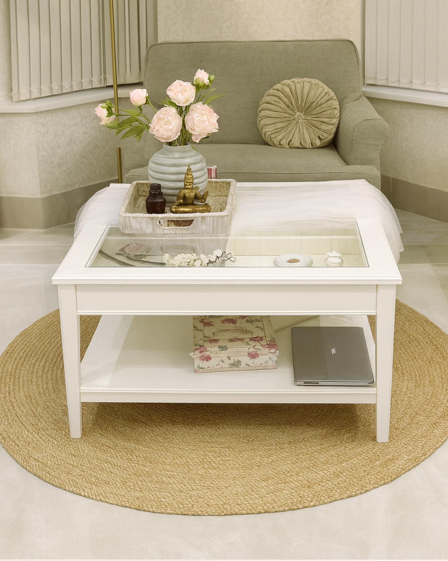 Golden Braided Round Jute Rug 150cm