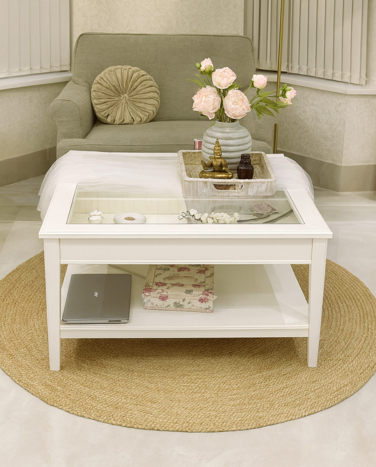 Golden Braided Round Jute Rug 150cm