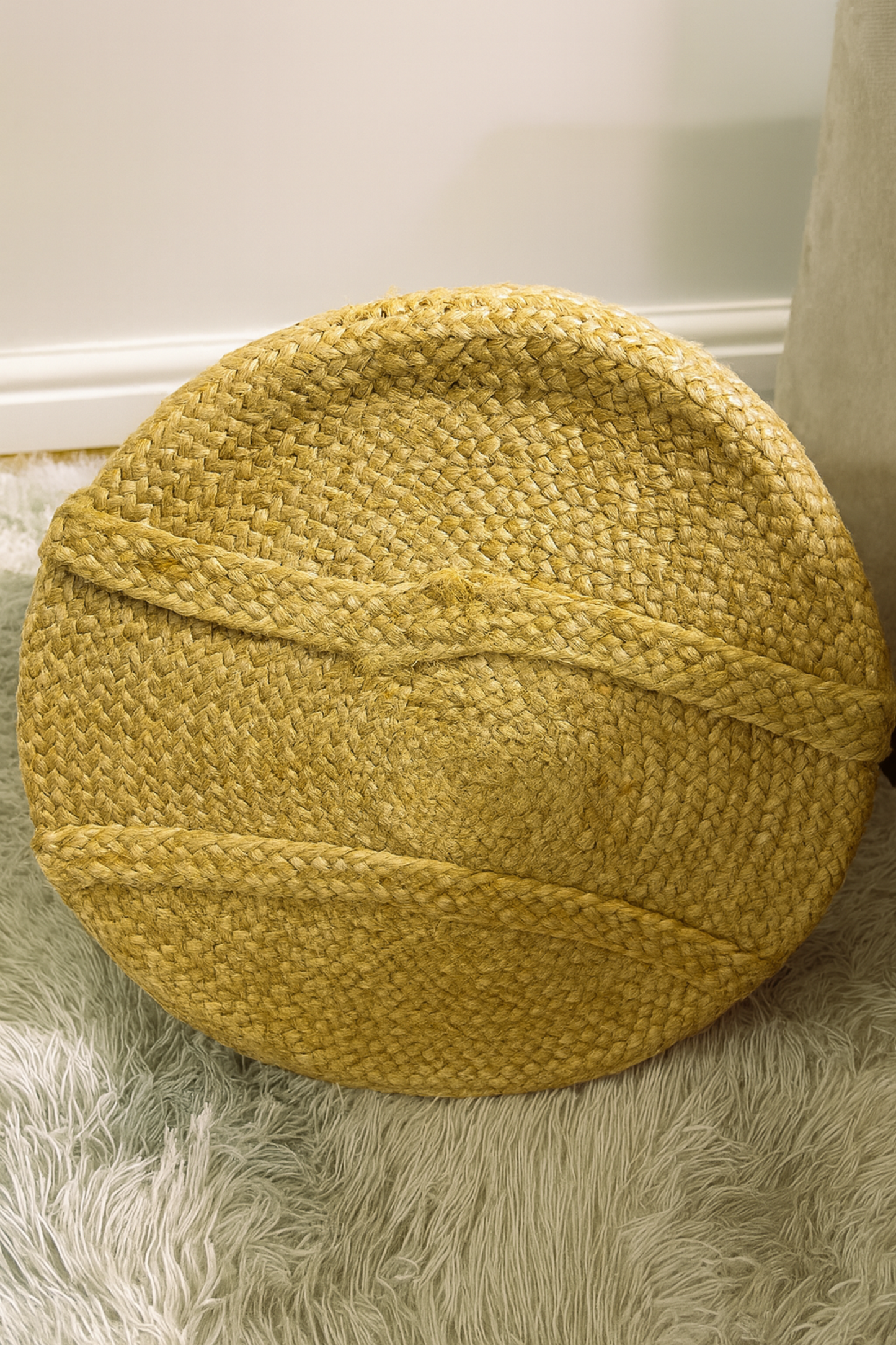 Golden Braided Jute Laundry Basket