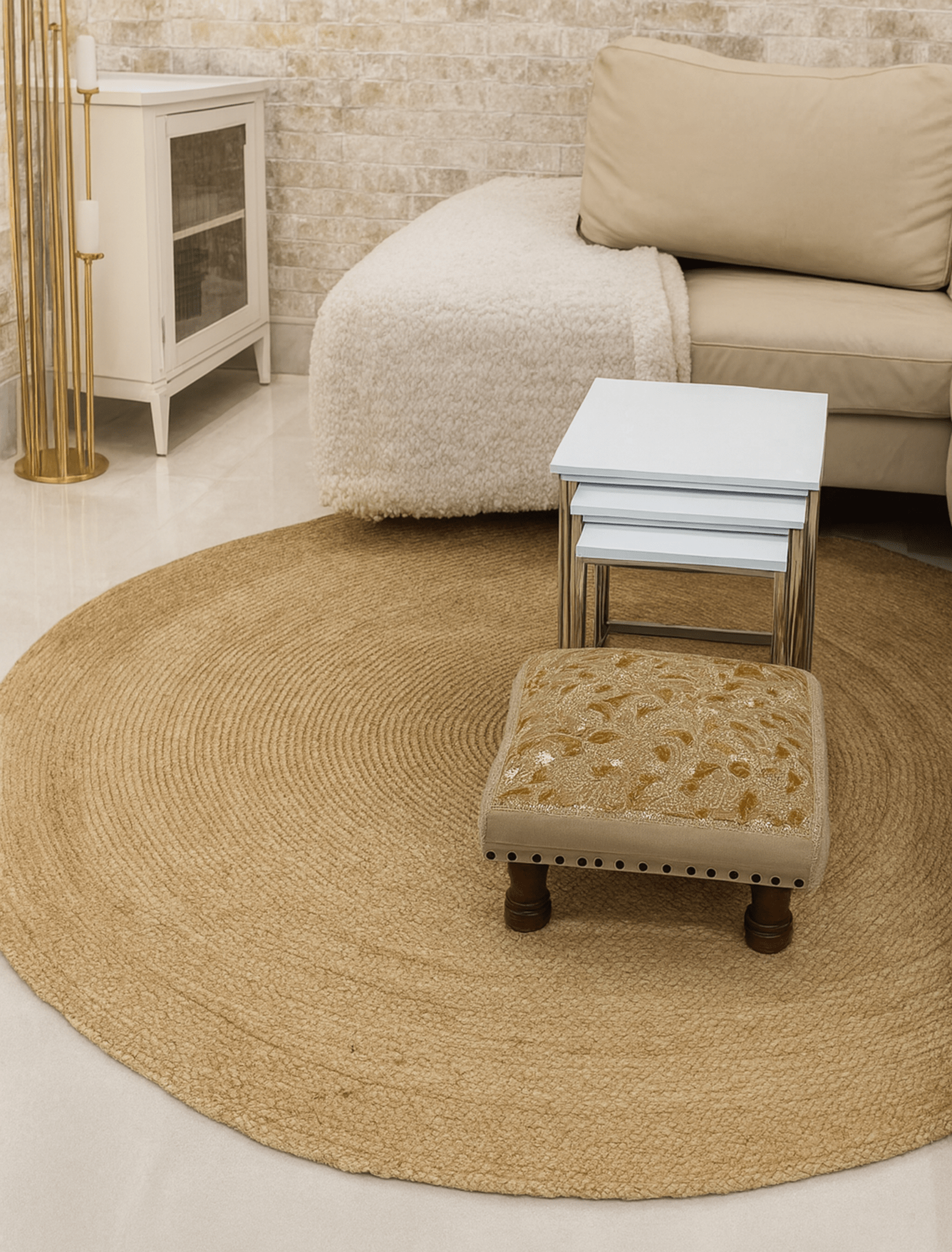 Golden Braided Round Jute Rug 200cm - Just Jute