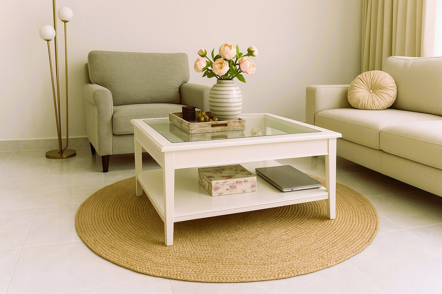 Golden Braided Round Jute Rug 150cm - Just Jute