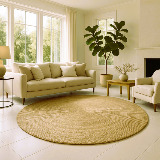 Natural Braided Round Jute Rug 200cm