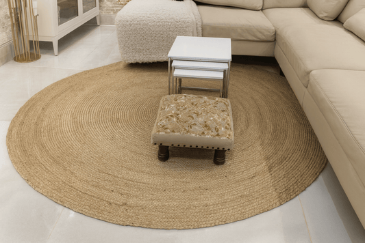 Golden Braided Round Jute Rug 200cm - Just Jute