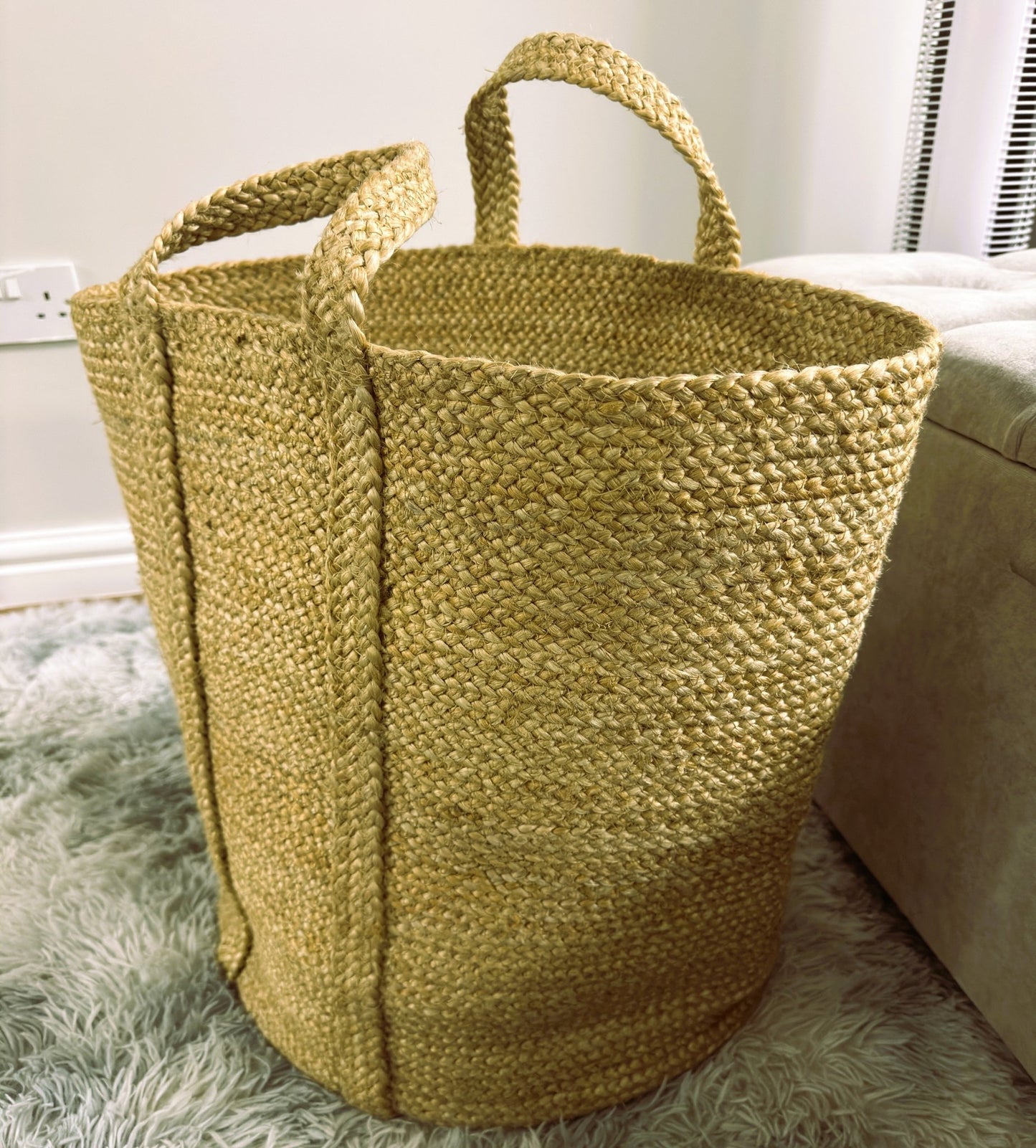 Golden Braided Jute Laundry Basket - Just Jute