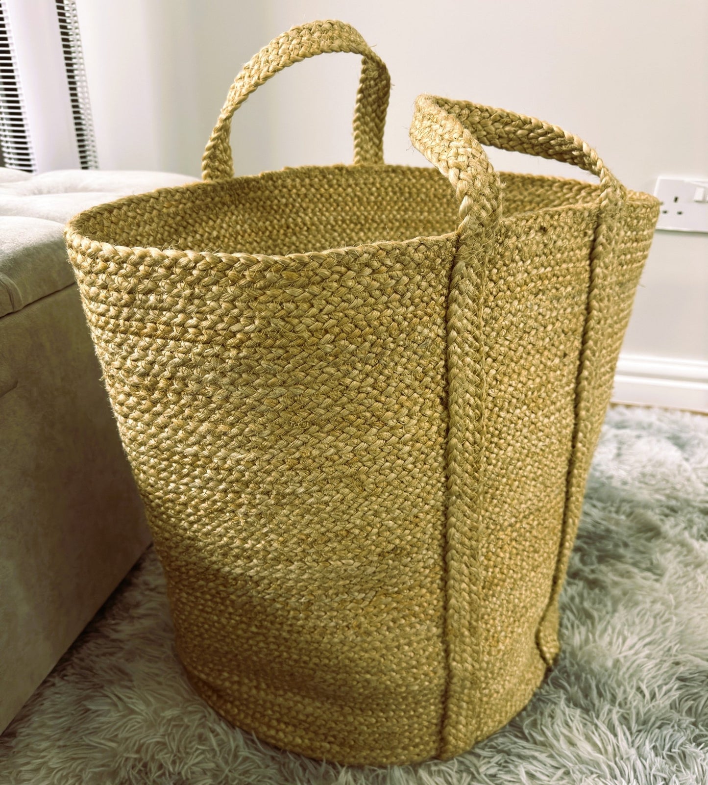 Golden Braided Jute Laundry Basket - Just Jute