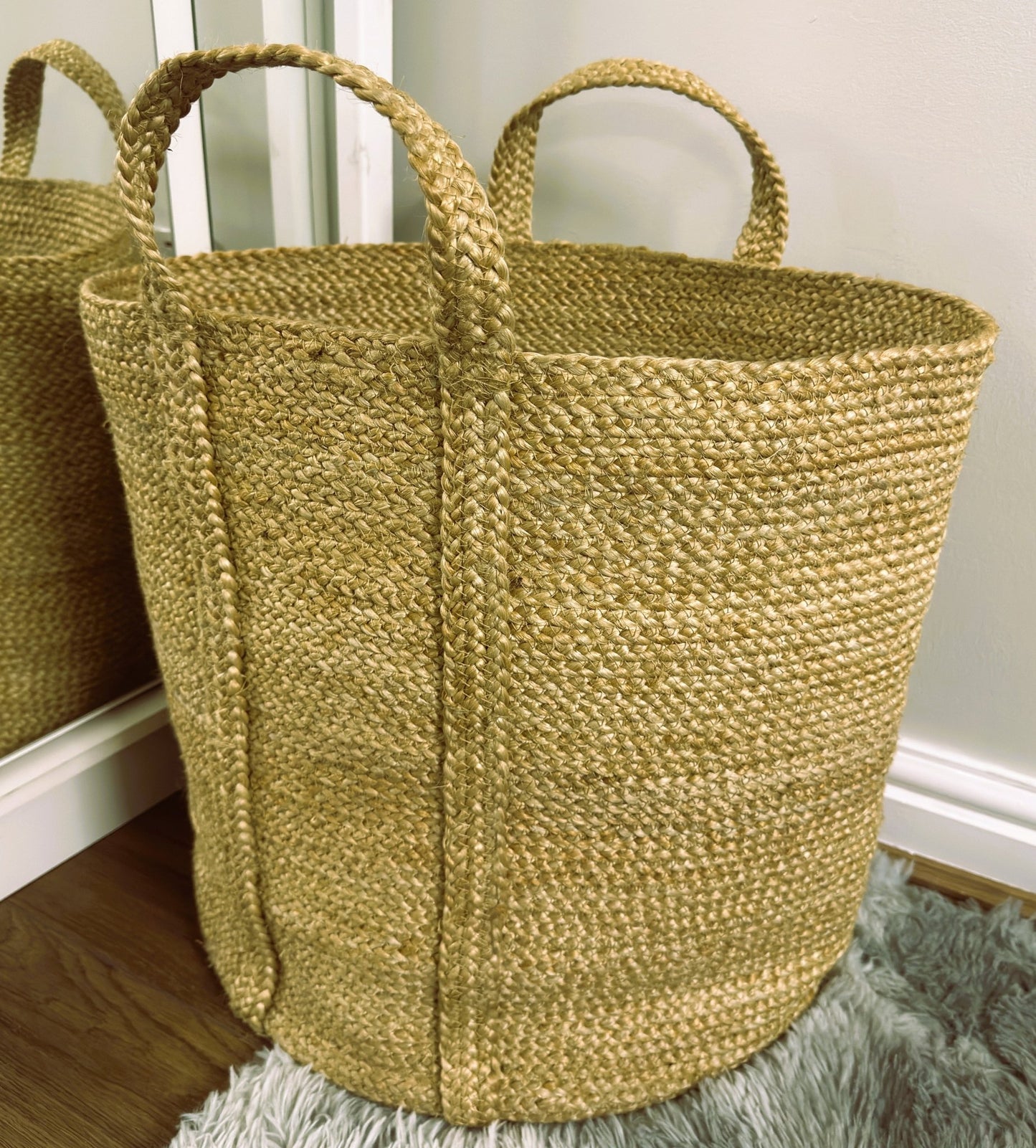 Golden Braided Jute Laundry Basket - Just Jute
