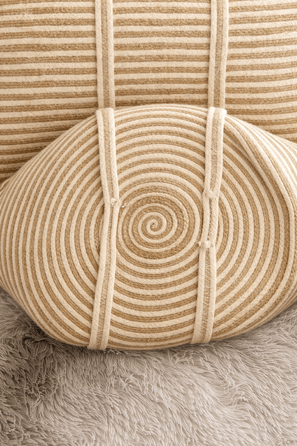 Golden Striped Jute Laundry Basket - Just Jute