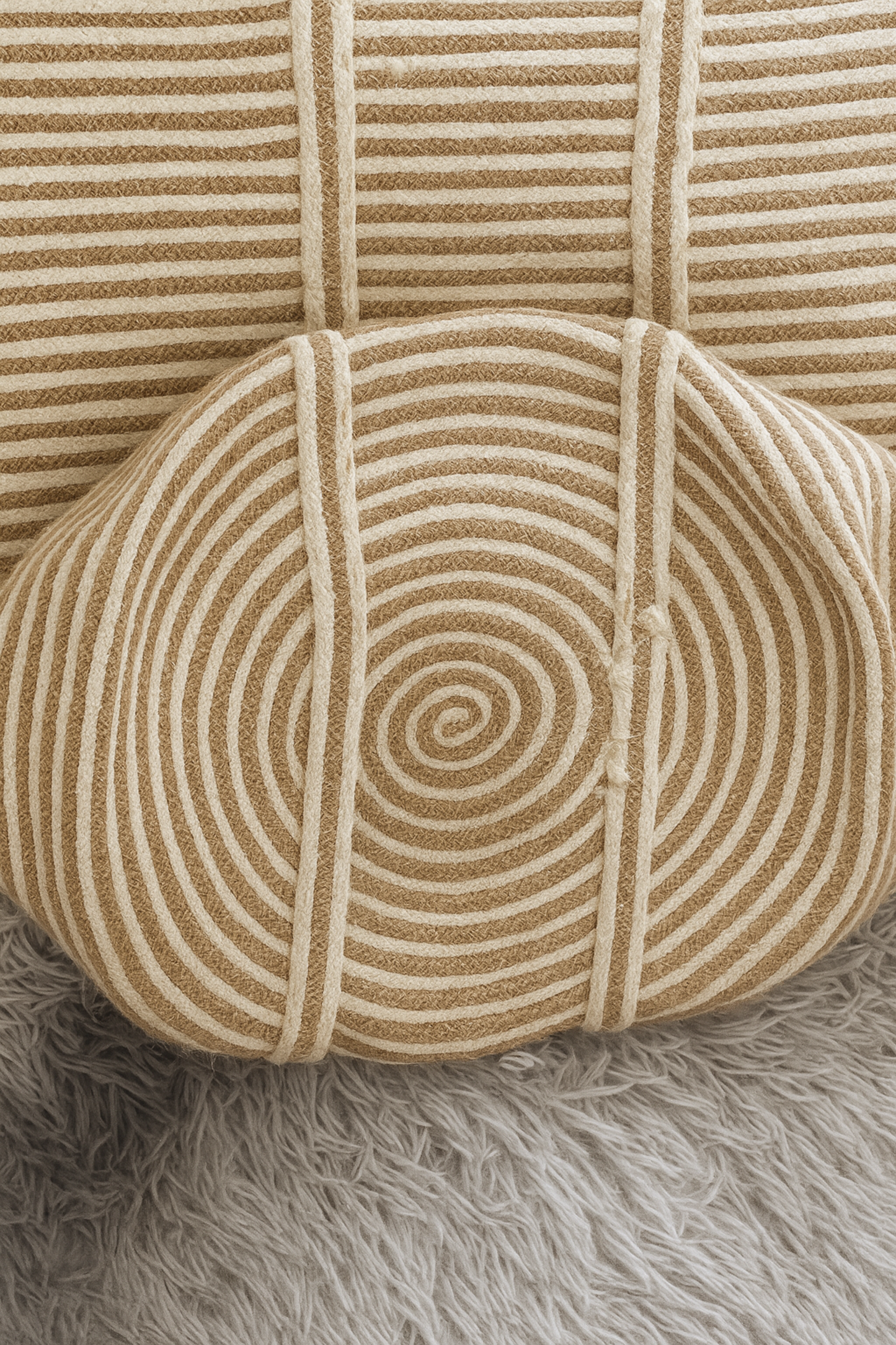 Golden Striped Jute Laundry Basket